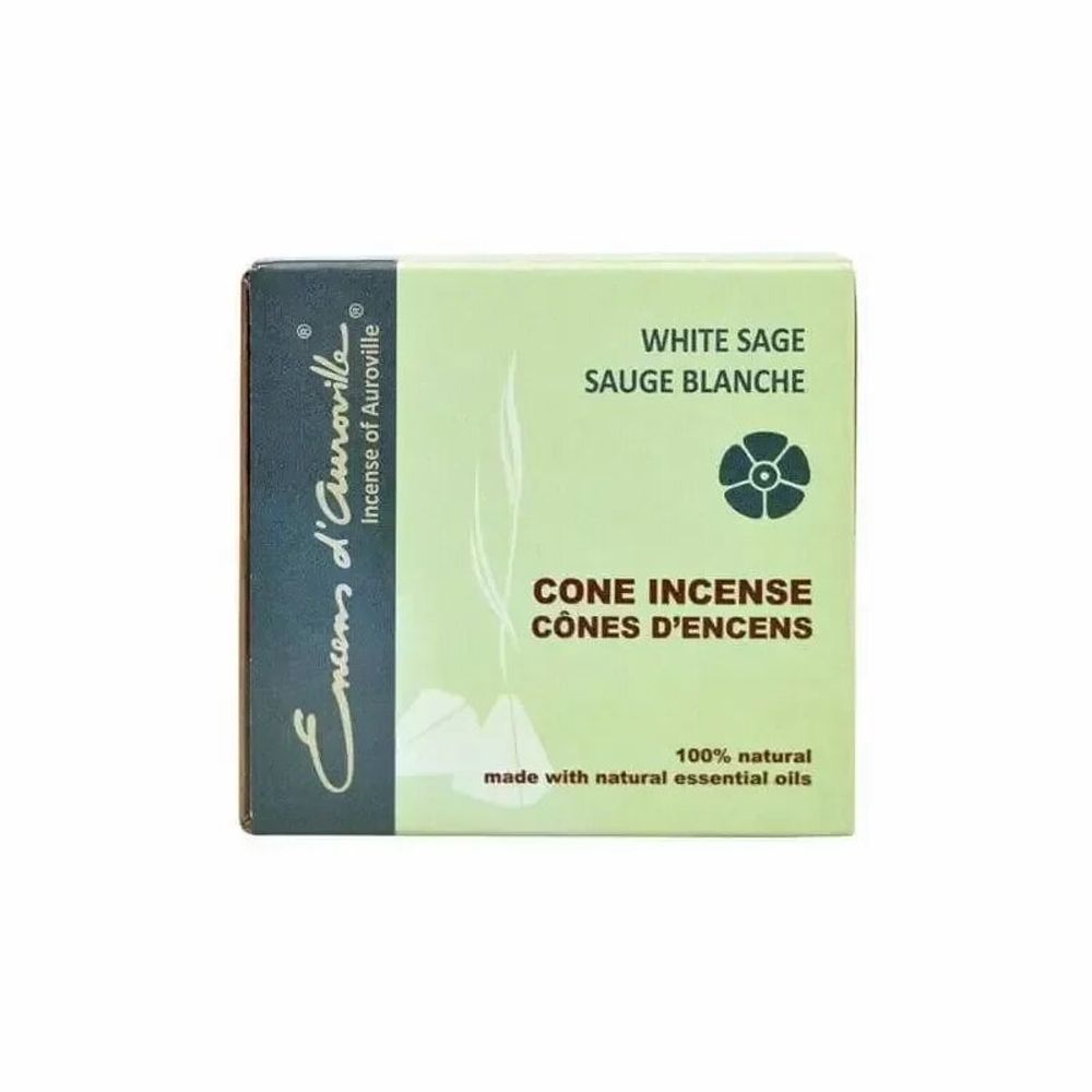 Scents - Auroville White Sage Incense 5x10 Cones - ARABESK