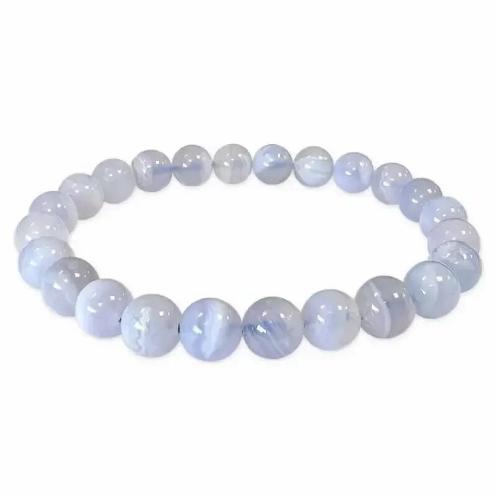 Bracelets - Bracelet Blue Calcedony Ribboned AA beads 8mm - ARABESK