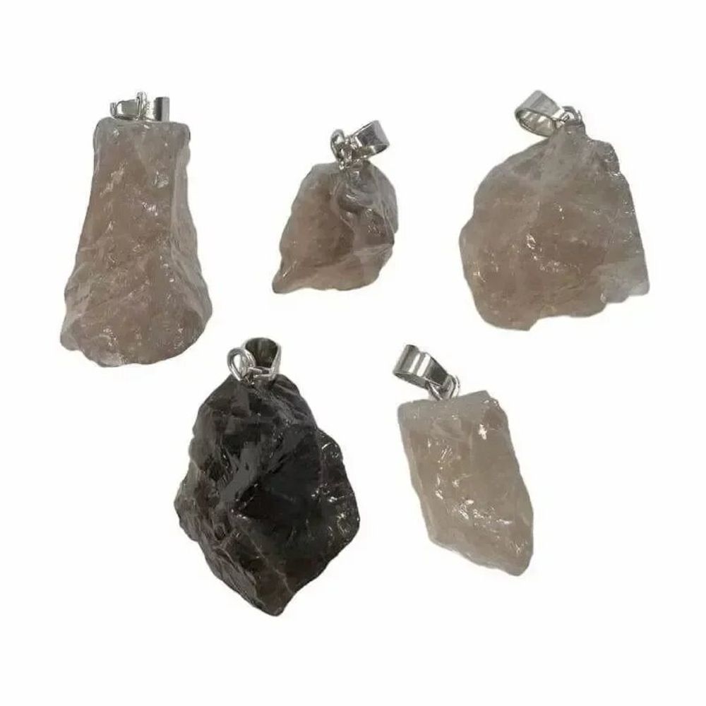 Bijoux - Pendentif Pierre Brute Cristal de Roche Fumé A x5 - ARABESK