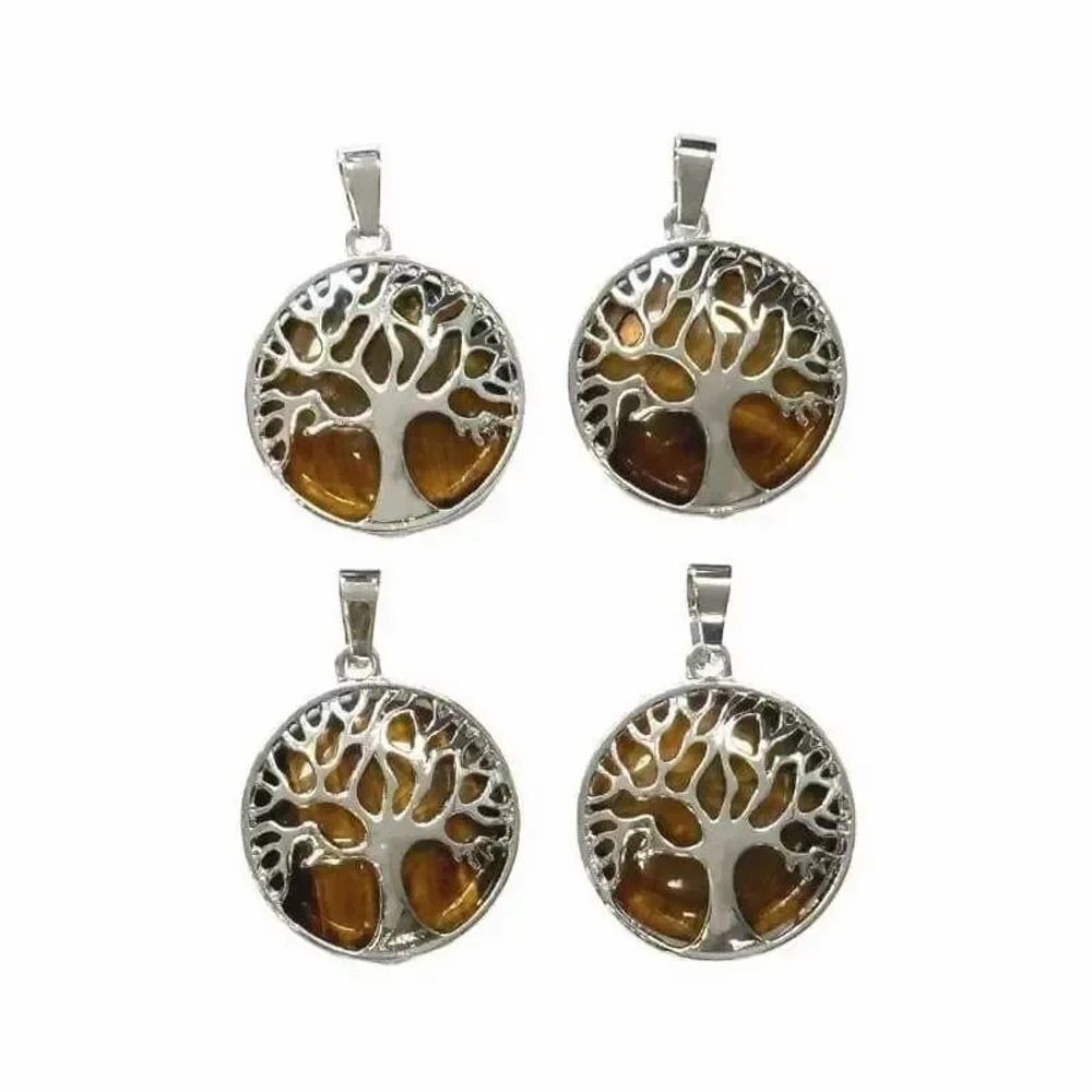 Bijoux - Pendentif Métal Arbre de Vie Oeil De Tigre A 25mm x4 - ARABESK
