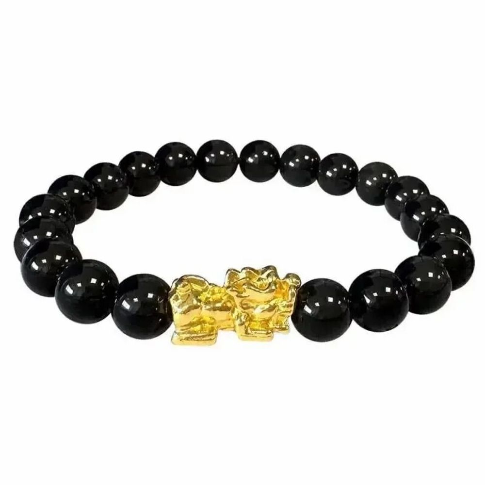 Bracelets - Bracelet Obsidienne Noire & Pixiu A Perles 8mm - ARABESK