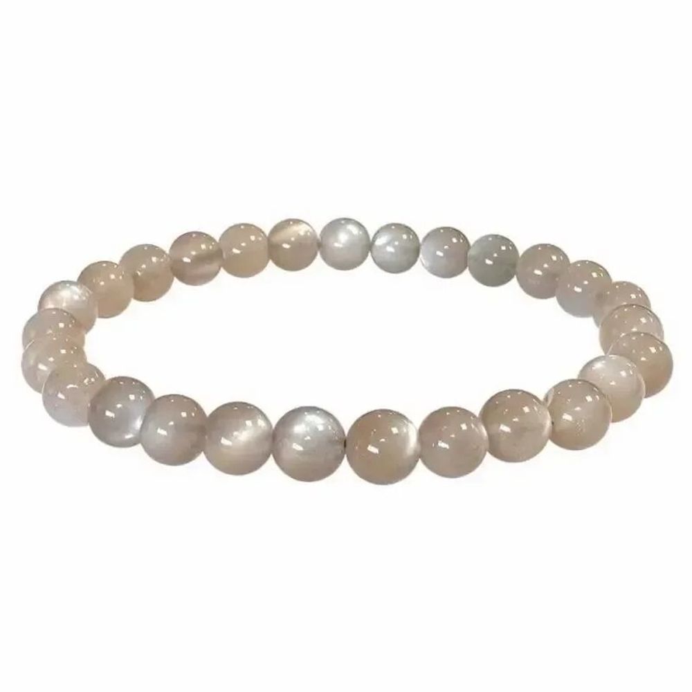 Bracelets - Gray Moonstone Bracelet AAA beads 6mm - ARABESK