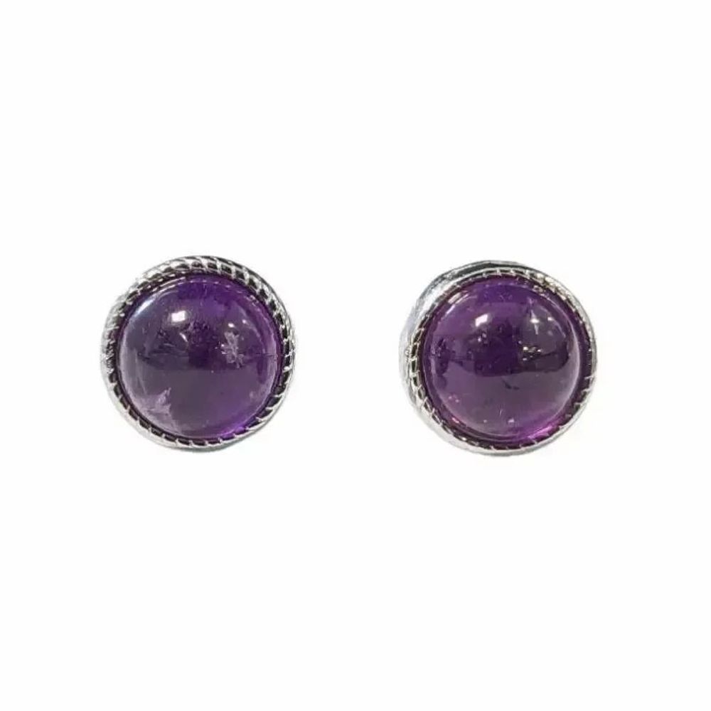Jewelry - Round White Copper Amethyst AA Stud Earrings - ARABESK