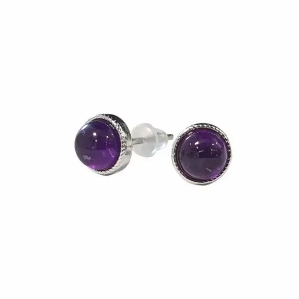 Jewelry - Round White Copper Amethyst AA Stud Earrings - ARABESK
