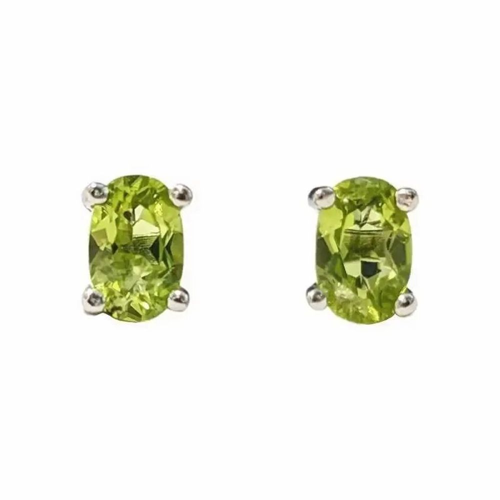 Jewelry - Solitaire Earrings in White Copper Faceted Peridot AA stud - ARABESK