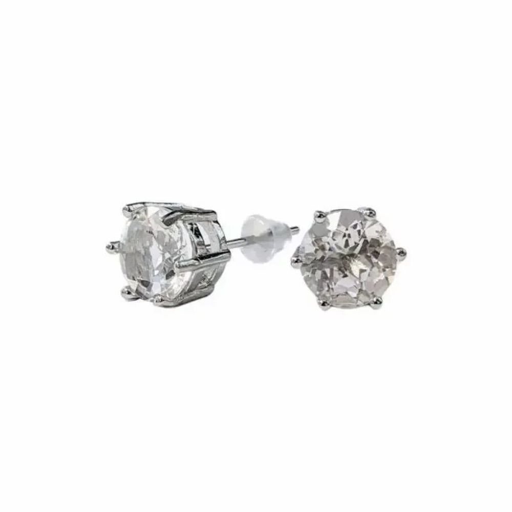Jewelry - Solitaire Earrings in White Copper Rock Crystal AA stud - ARABESK
