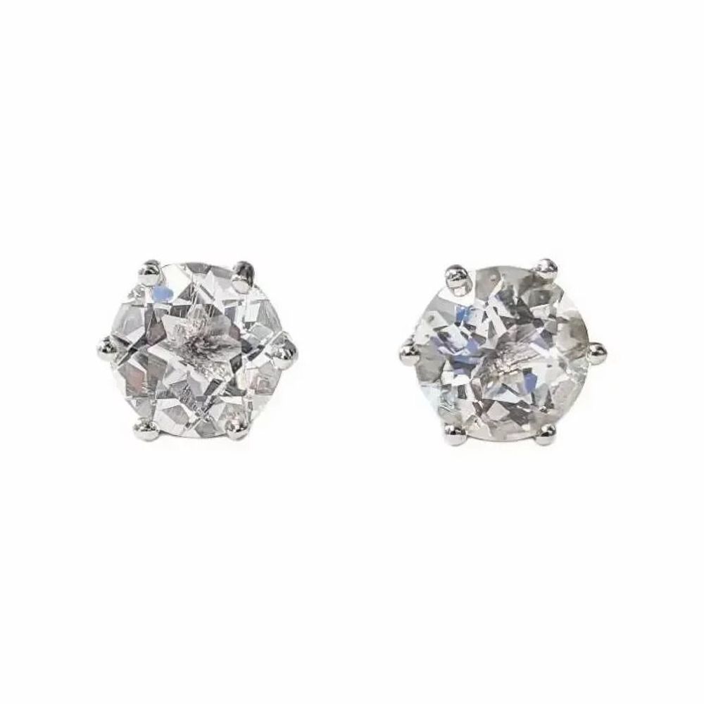 Jewelry - Solitaire Earrings in White Copper Rock Crystal AA stud - ARABESK