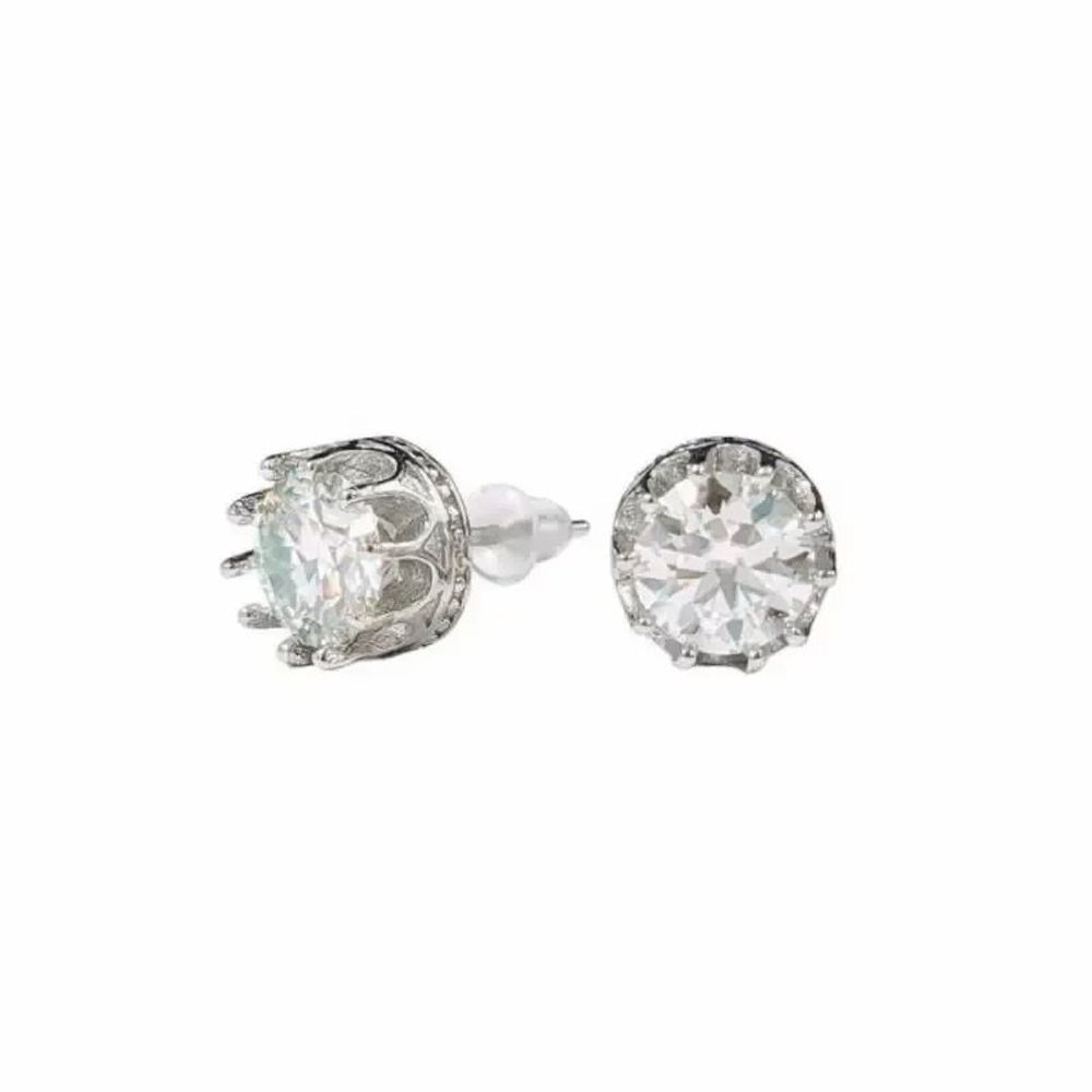 Bijoux - Boucles d'Oreilles Solitaire en Cuivre Blanc Facettée Moissanite AA stud - ARABESK