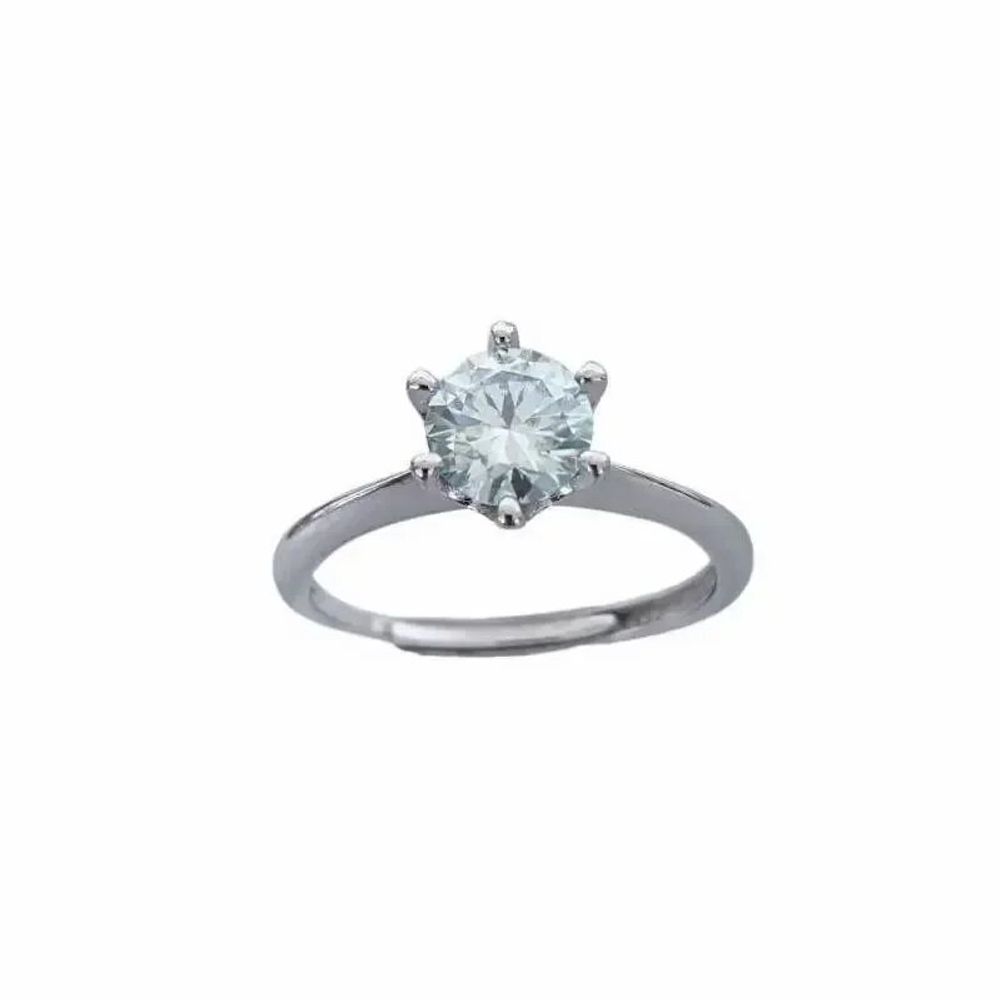Jewelry - AA Moissanite Faceted Adjustable White Copper Solitaire Ring - ARABESK