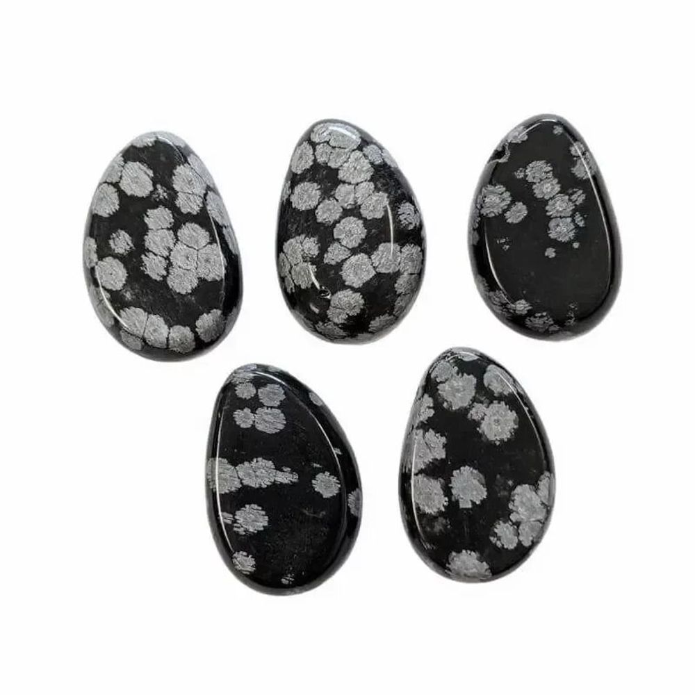 Bijoux - Pendentif Pierre Roulée Percée Obsidienne Flocon de Neige A 20-30mm X 5 - ARABESK