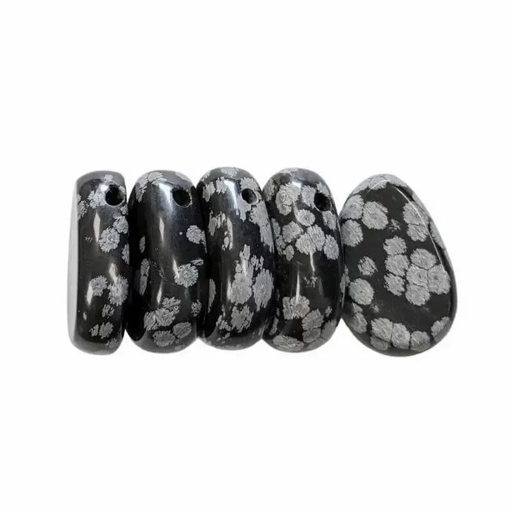 Bijoux - Pendentif Pierre Roulée Percée Obsidienne Flocon de Neige A 20-30mm X 5 - ARABESK