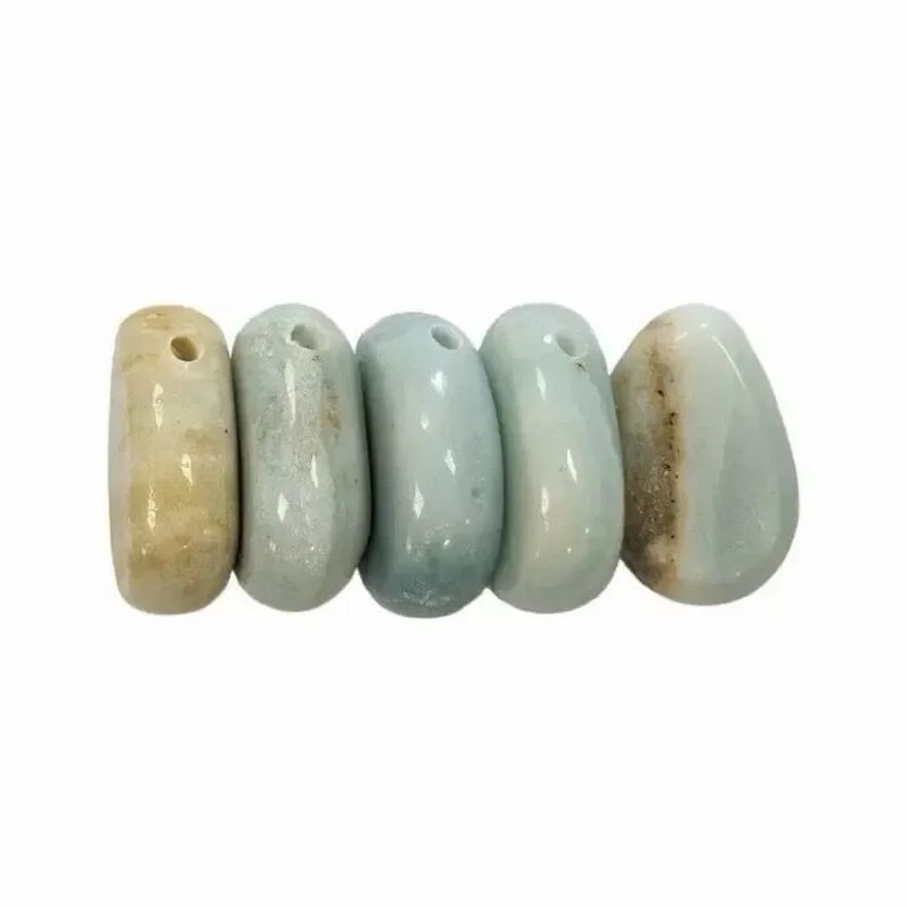 Bijoux - Pendentif Pierre Roulée Percée Amazonite AB 20-30mm X 5 - ARABESK