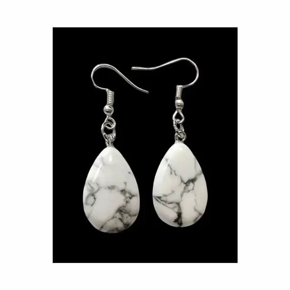 Bijoux - Boucles d'Oreilles Goutte Howlite A 25mm - ARABESK