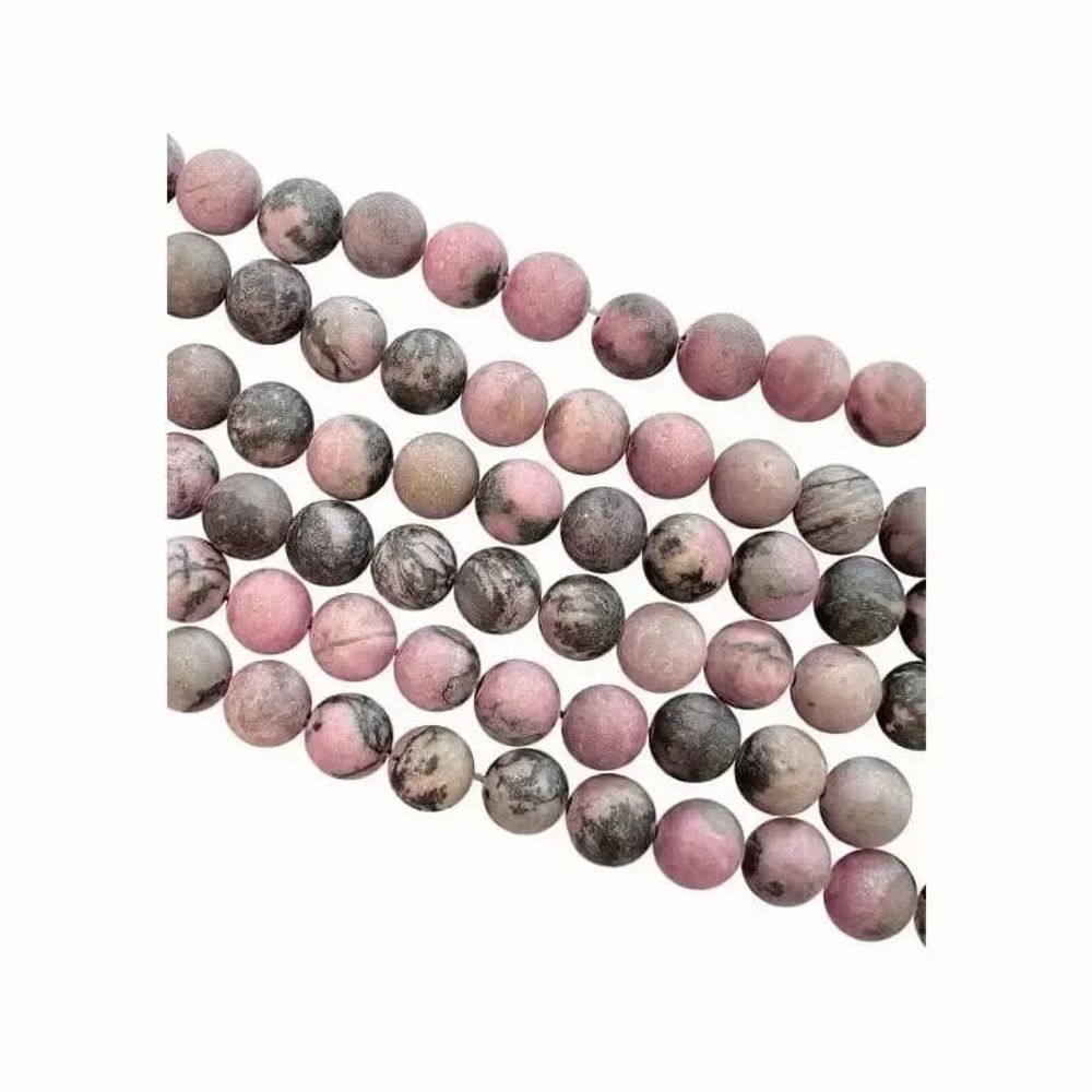 Jewelry - Rhodonite matte beads 6mm on a 40cm thread - ARABESK