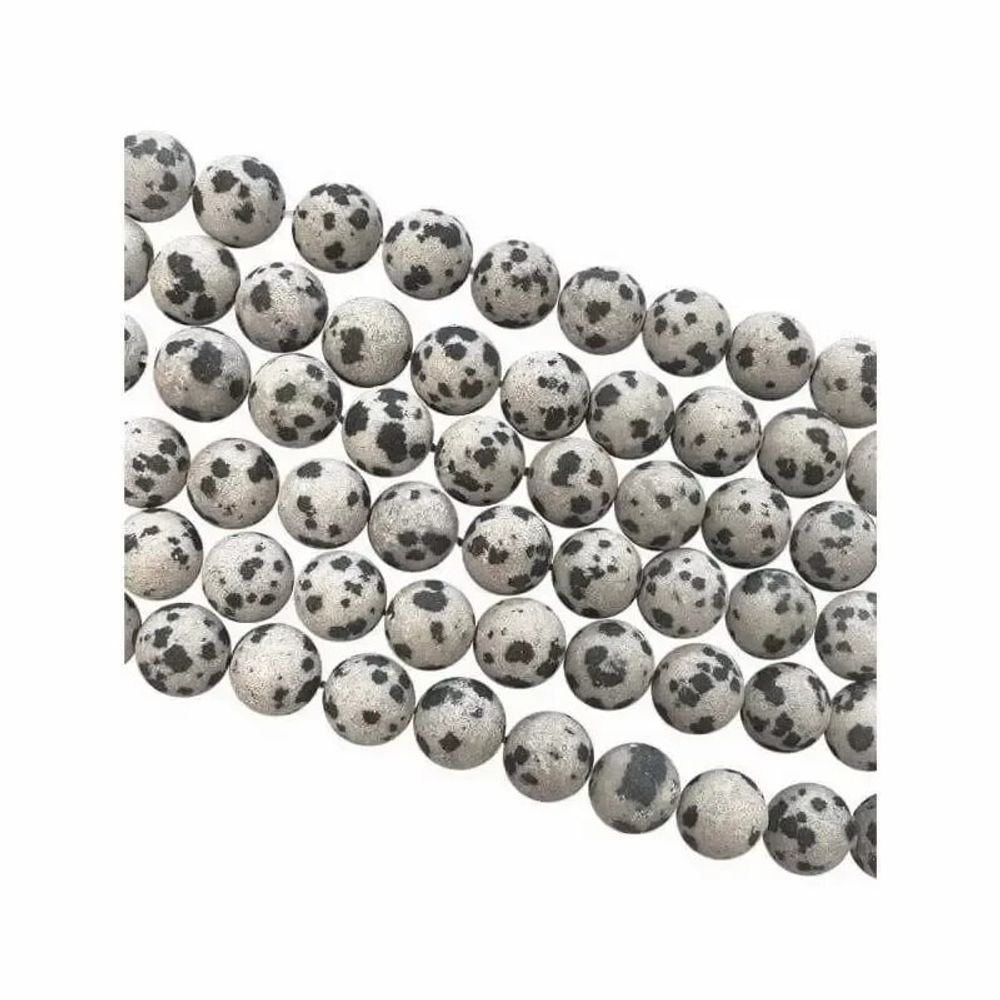 Bijoux - Jaspe Dalmatien perles mates 8mm sur fil 40cm - ARABESK