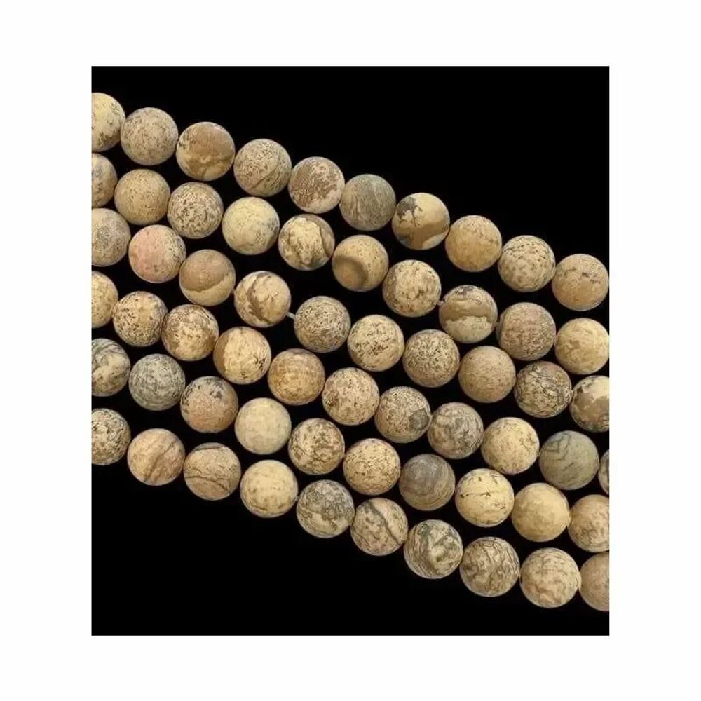 Jewelry - Jasper Landscape matte beads 8mm on a 40cm thread - ARABESK