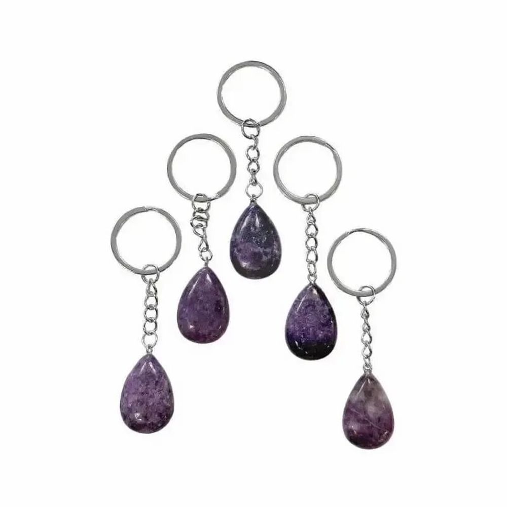 Bijoux - Porte Clés Goutte Lepidolite A 30mm x 5 - ARABESK