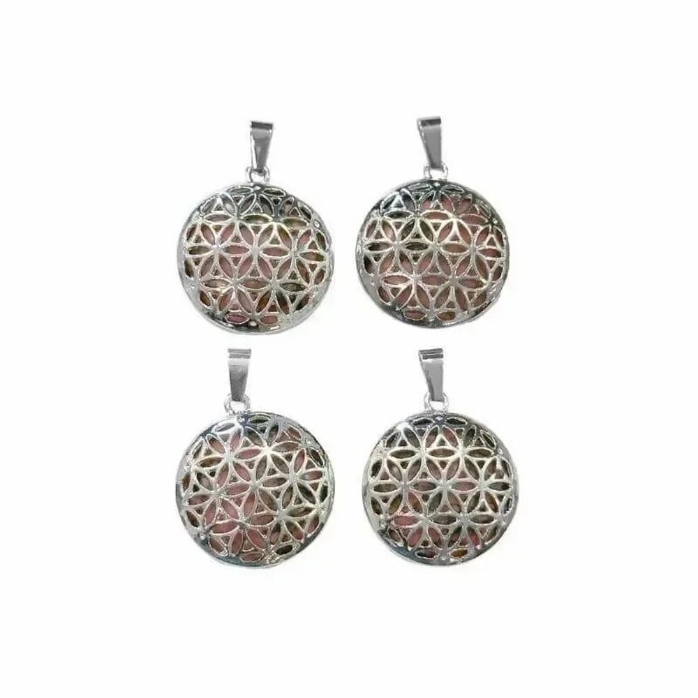 Bijoux - Pendentif Métal Fleur de Vie Rhodonite 25mm x4 - ARABESK