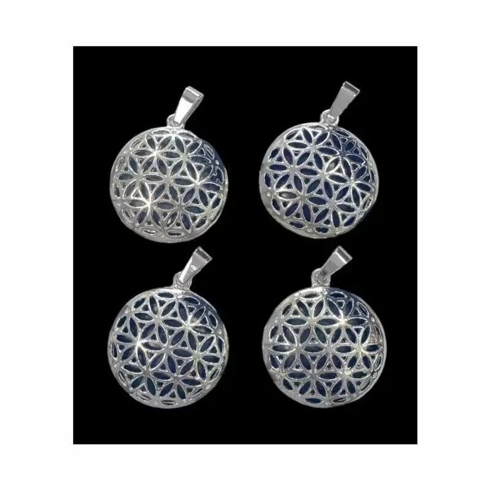 Bijoux - Pendentif Métal Fleur de Vie Lapis Lazuli A 25mm x4 - ARABESK