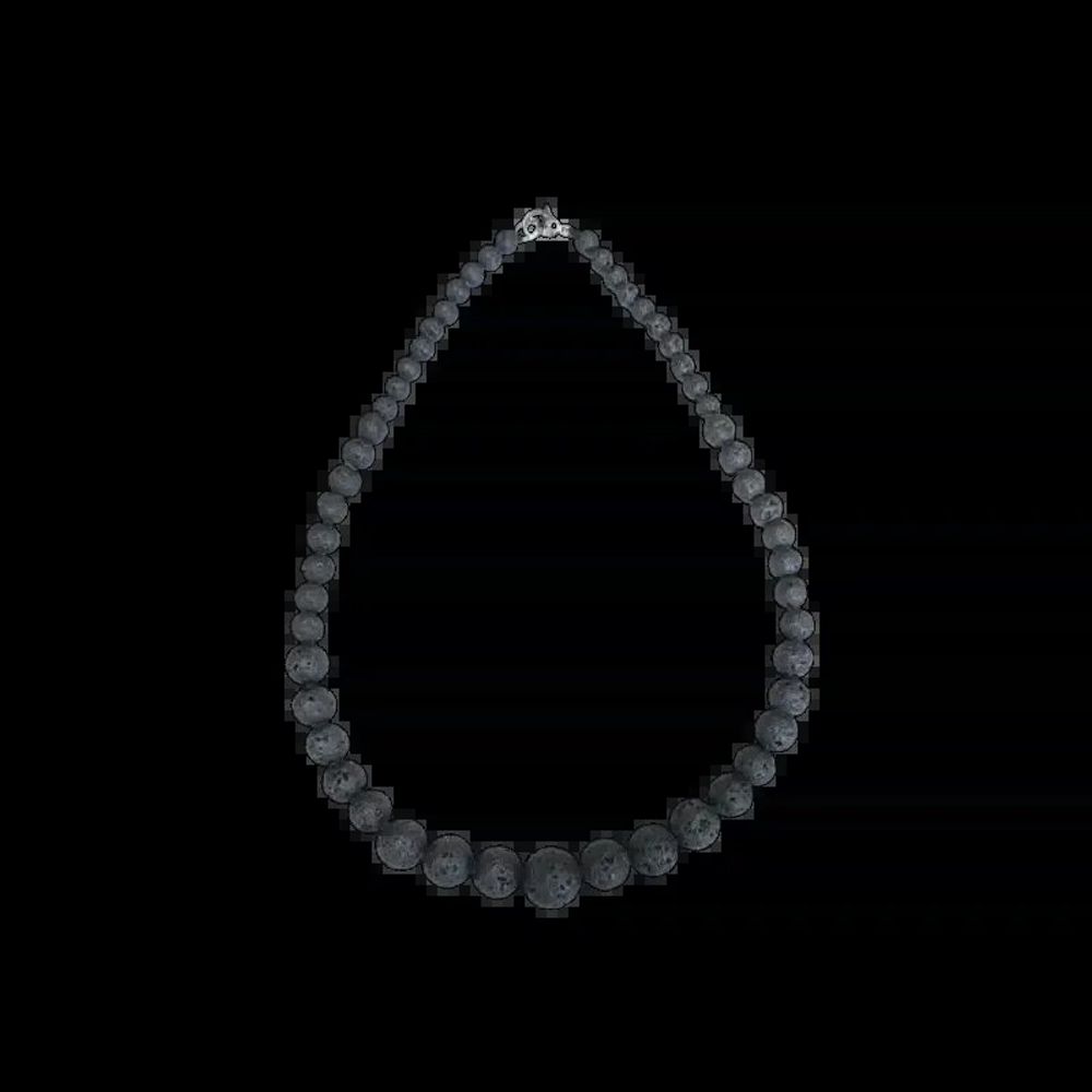 Bijoux - Pierre de Lave A Collier Chute Perles 6-14mm 45cm - ARABESK