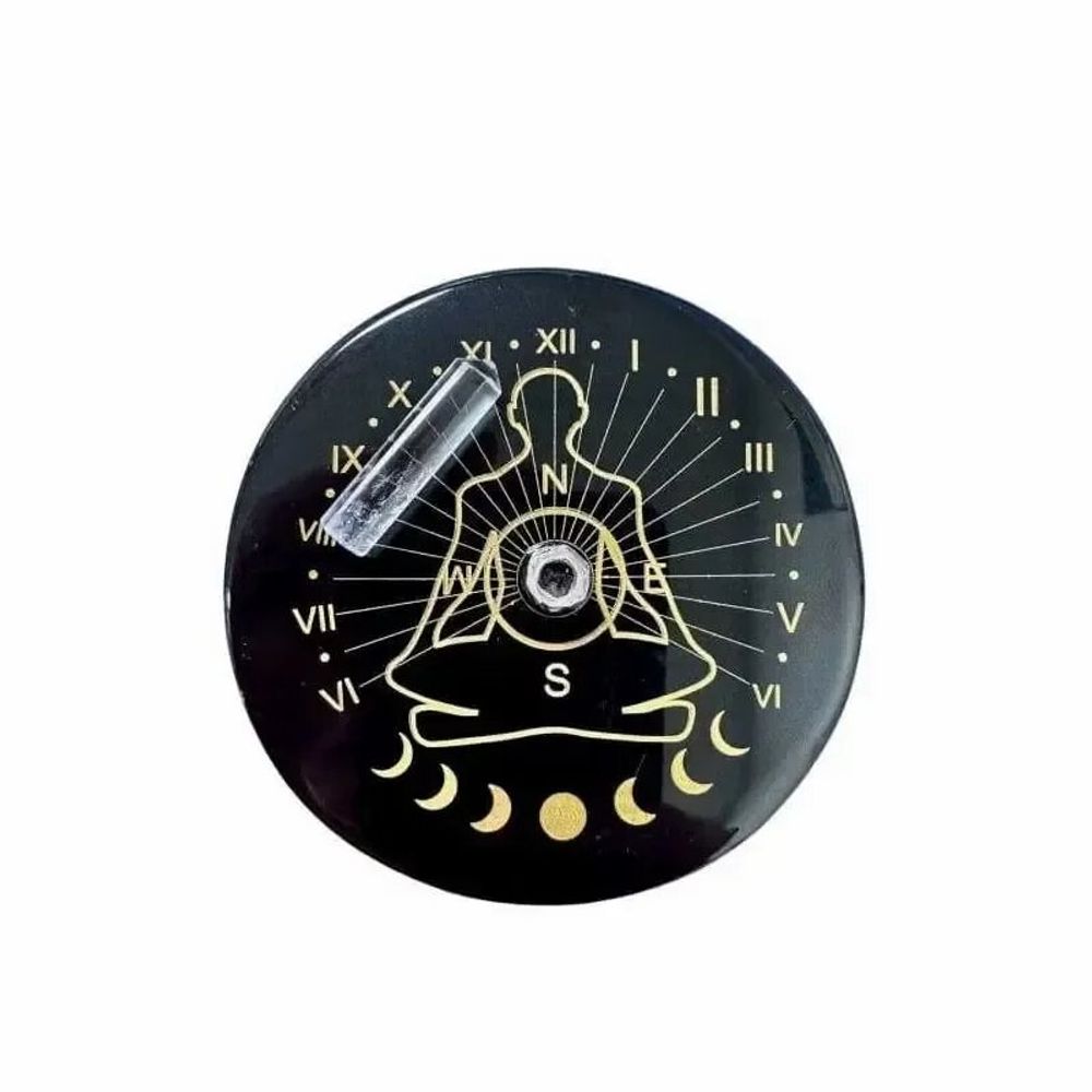 Bijoux - Plaque Onyx noir pentacle avec cristal de roche 8cm - ARABESK