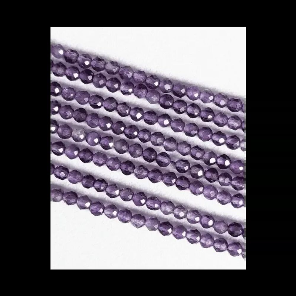 Bijoux - Amethyste Facettée AA perles 3mm sur fil 40cm - ARABESK