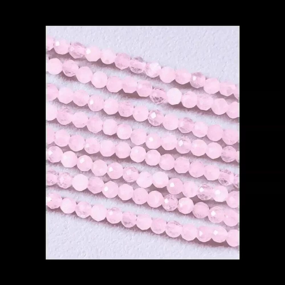Bijoux - Quartz Rose Facettée A perles 3mm sur fil 40cm - ARABESK
