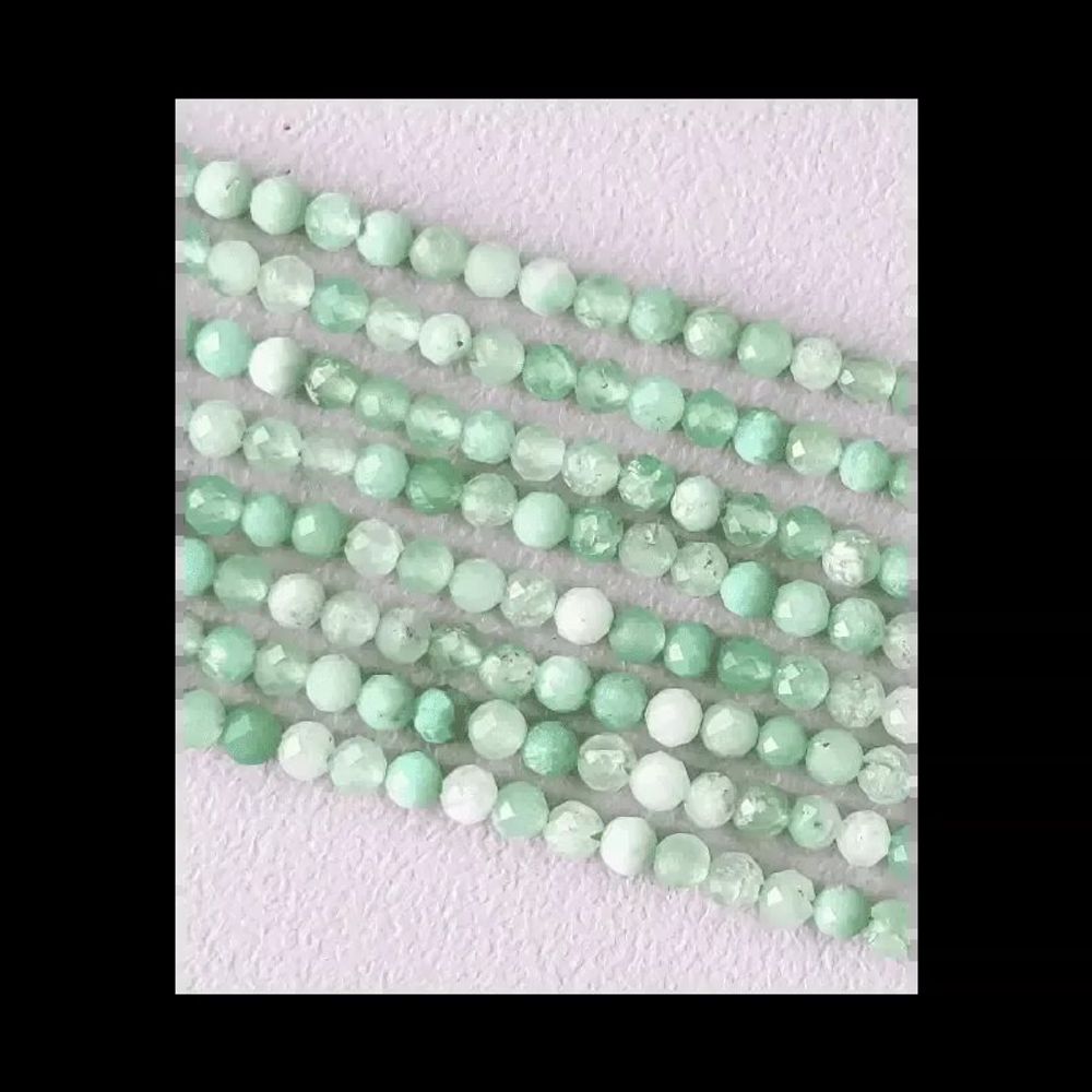 Jewelry - Faceted Chrysoprase AA+ 3mm beads on 40cm wire - ARABESK