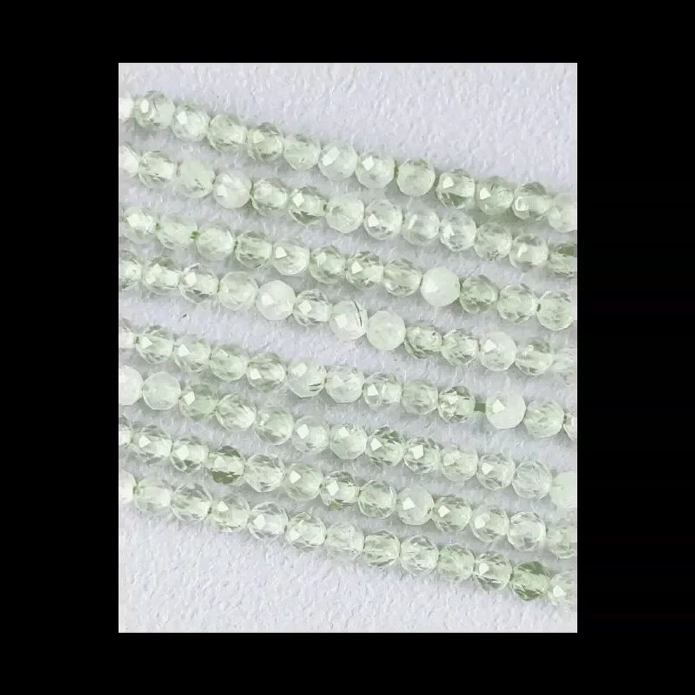 Jewelry - Faceted Prehnite AA beads 3mm on 40cm wire - ARABESK