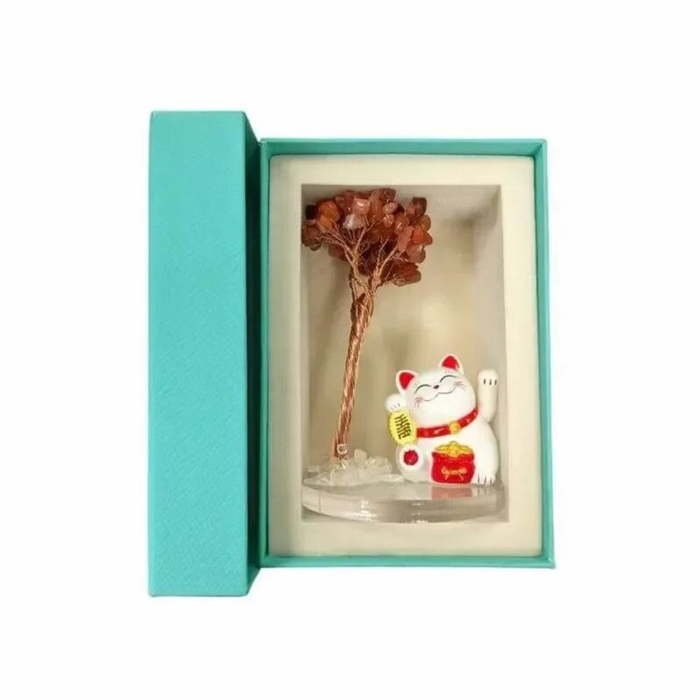 Jewelry - Tree of Life in Red Agate with Manekineko - ARABESK