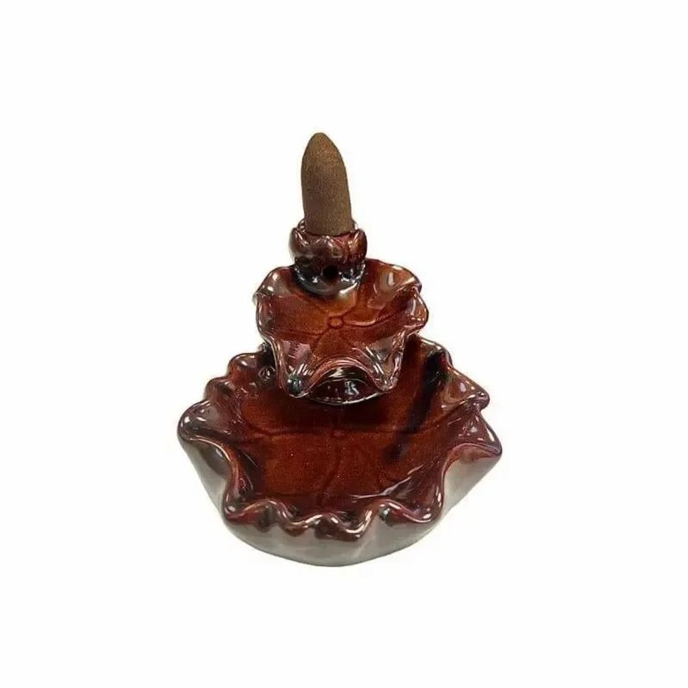 Scents - Lotus Flower Waterfall Ceramic Backflow Incense Holder 6cm - ARABESK