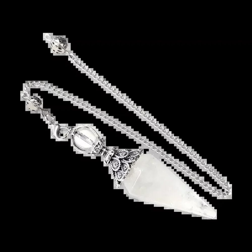 Bijoux - Pendule Cristal de Roche 6 faces & Métal - ARABESK