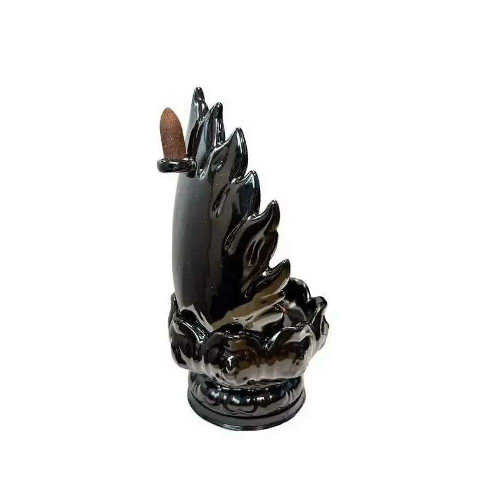 Scents - Backflow Incense Holder Ceramic Buddha Lotus Flower 22cm - ARABESK