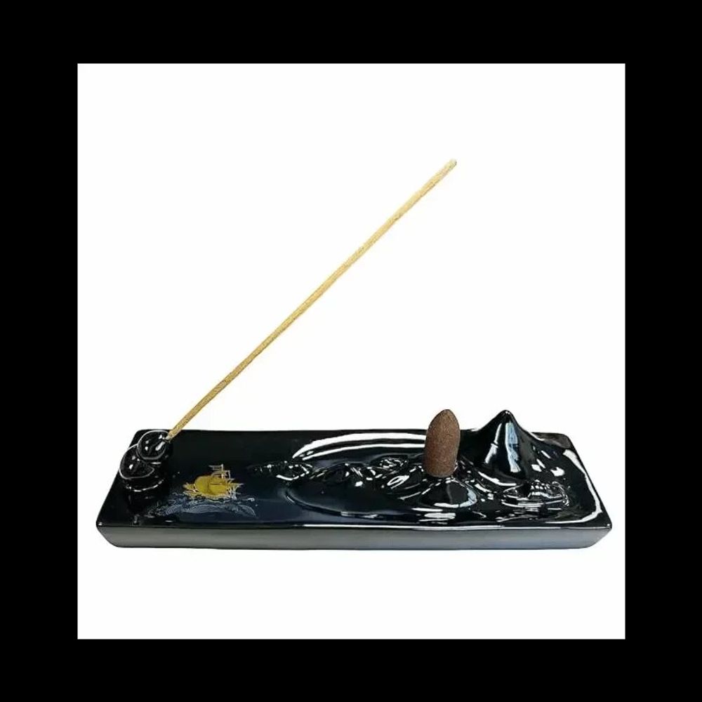 Senteurs - Porte Encens Backflow Céramique L'île Enchantée 21cm - ARABESK