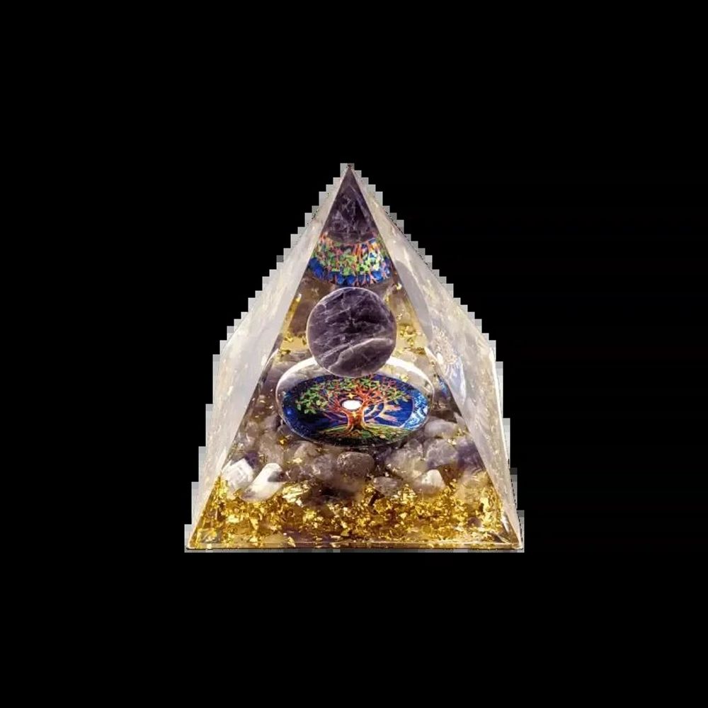 Bijoux - Orgonite Pyramide Amethyste Arbre de Vie - ARABESK