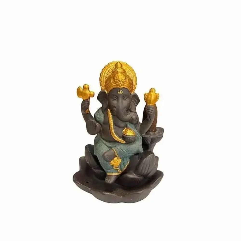 Senteurs - Porte Encens Backflow Ganesh Lotus - Vert 11cm - ARABESK