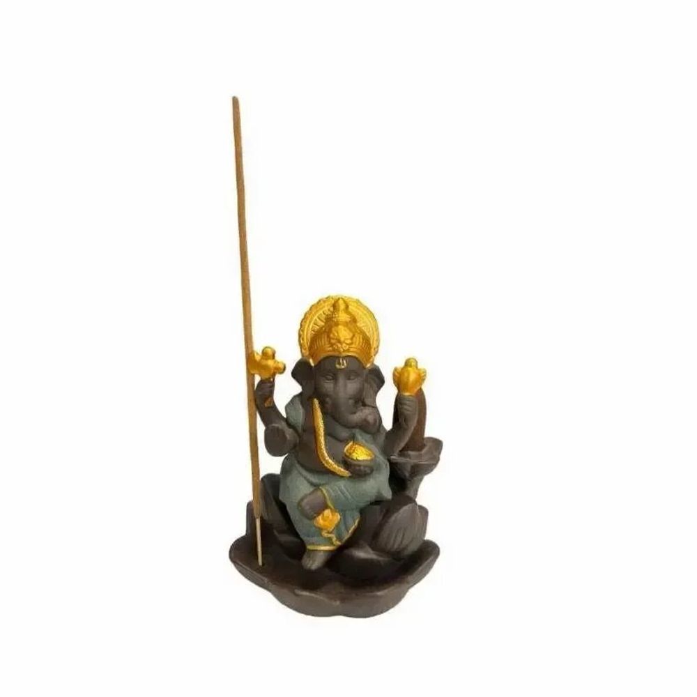 Senteurs - Porte Encens Backflow Ganesh Lotus - Vert 11cm - ARABESK