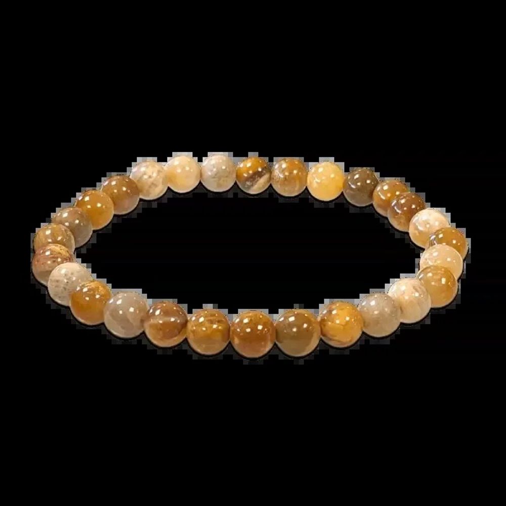 Bracelets - Bracelet Corail Fossile perles 6mm - ARABESK