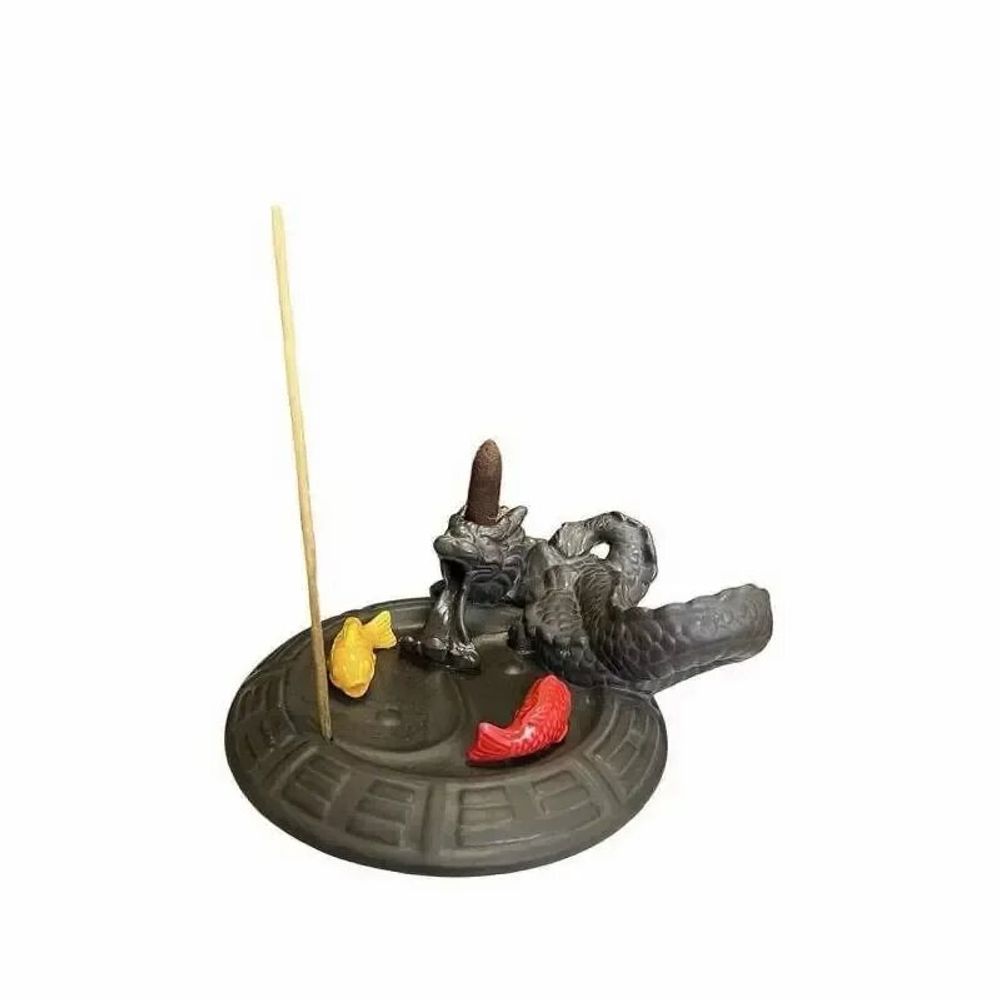 Senteurs - Porte Encens Backflow Dragón/Poisson Koi 17cm - ARABESK