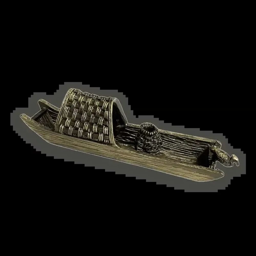 Senteurs - Porte Encens Métal Bateau Bronze 9.5 cm - ARABESK