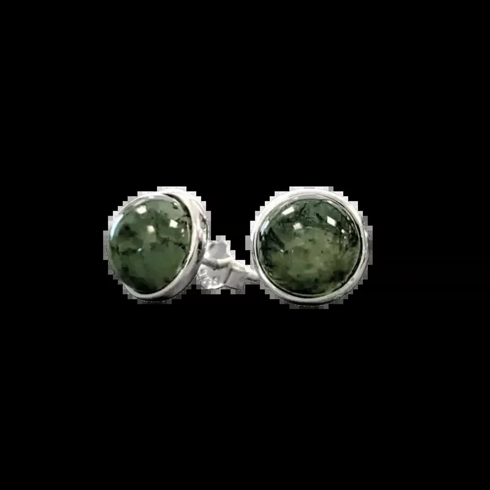 Jewelry - 925 Silver Earrings Moss Agate AA 8mm - ARABESK