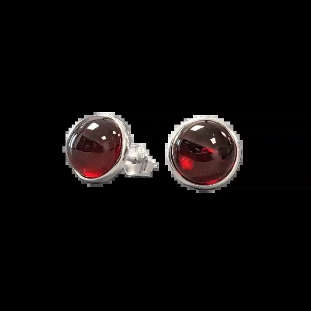 Bijoux - Boucles d'Oreilles Argent 925 Grenat Rouge AAA 8mm - ARABESK