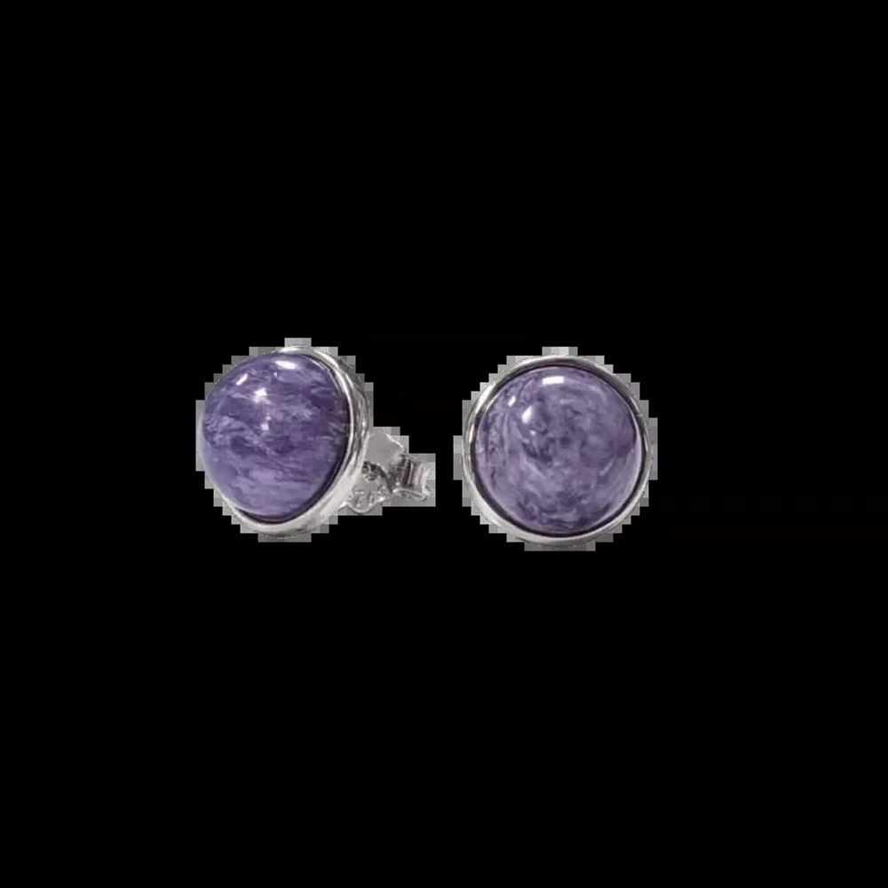 Jewelry - 925 Silver Earrings Charoite AA 8mm - ARABESK