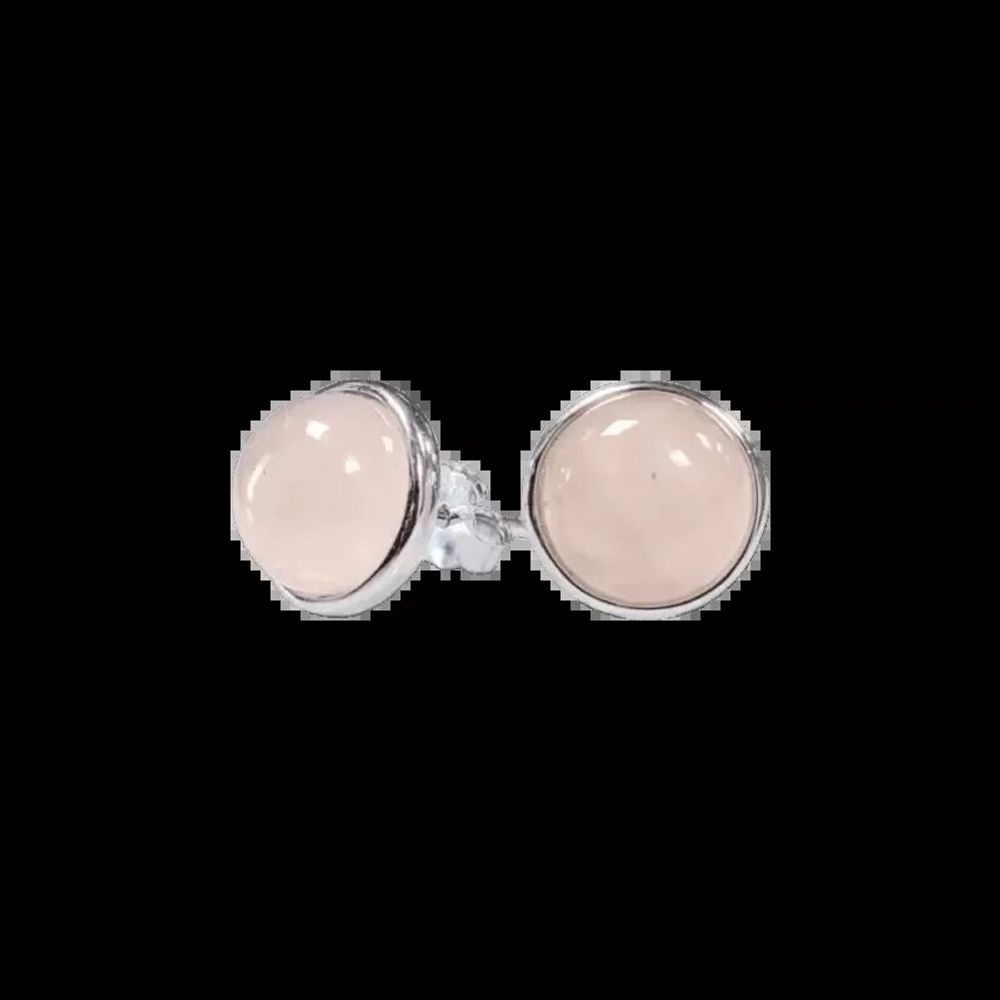 Bijoux - Boucles d'Oreilles Argent 925 Quartz Rose AA 8mm - ARABESK