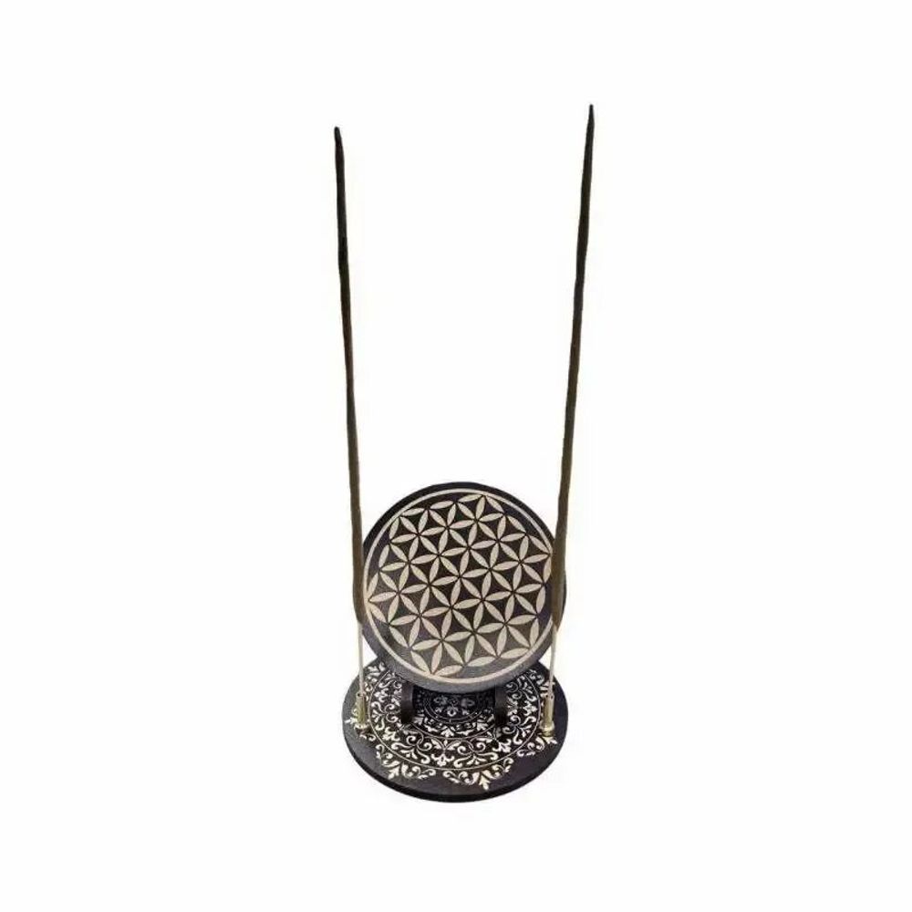 Bijoux - Porte Encens plaque fleur de vie 10cm - ARABESK