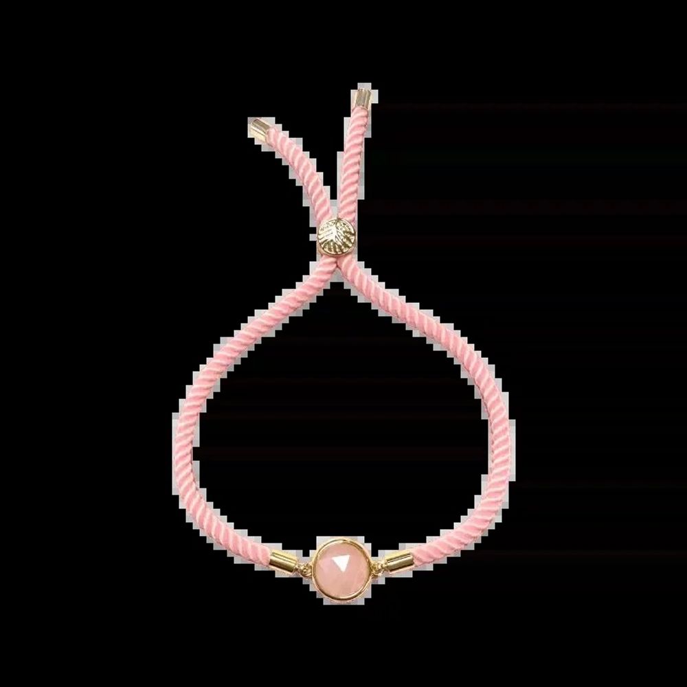 Bracelets - Faceted Round Rose Quartz Brass Rope Bracelet 12mm - ARABESK