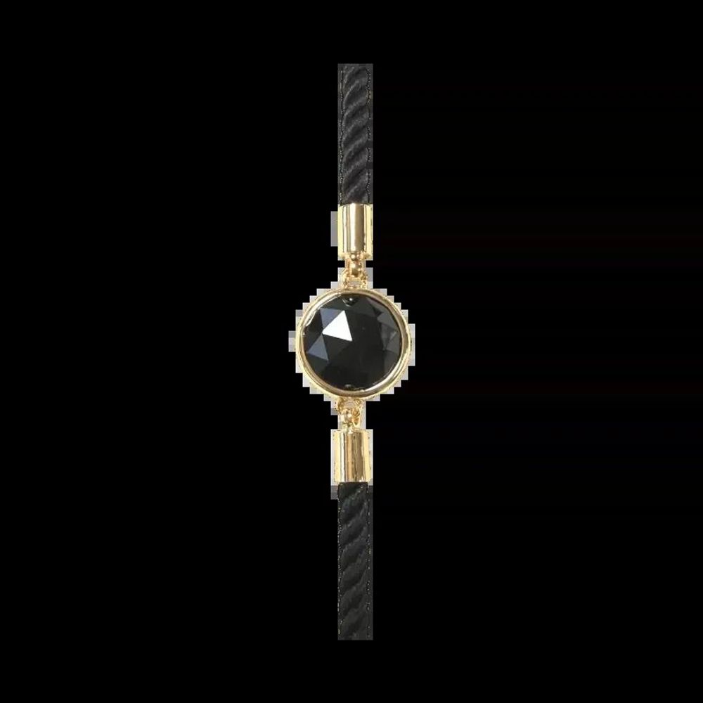 Bracelets - Bracelet Corde Laiton Obsidienne Noire Rond Facetté 12mm - ARABESK