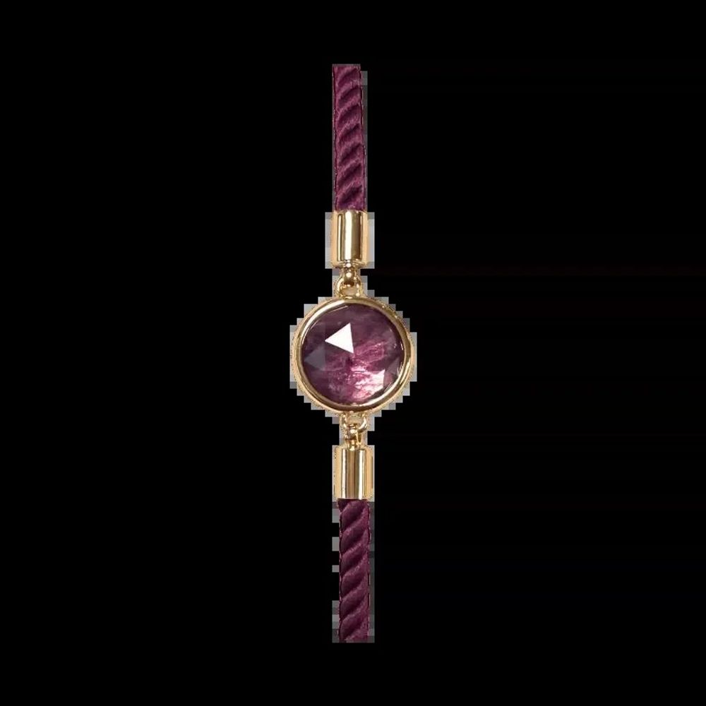 Bracelets - Faceted Round Amethyst Brass Rope Bracelet 12mm - ARABESK