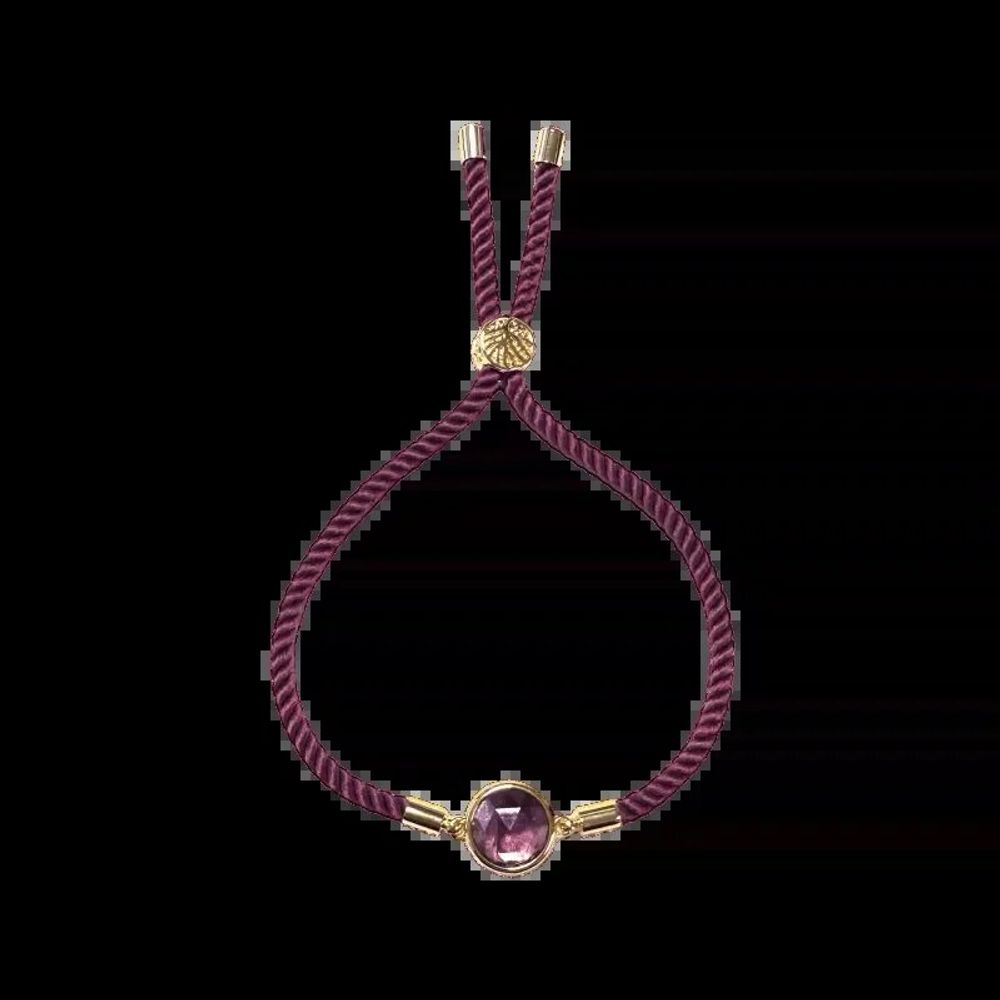 Bracelets - Faceted Round Amethyst Brass Rope Bracelet 12mm - ARABESK