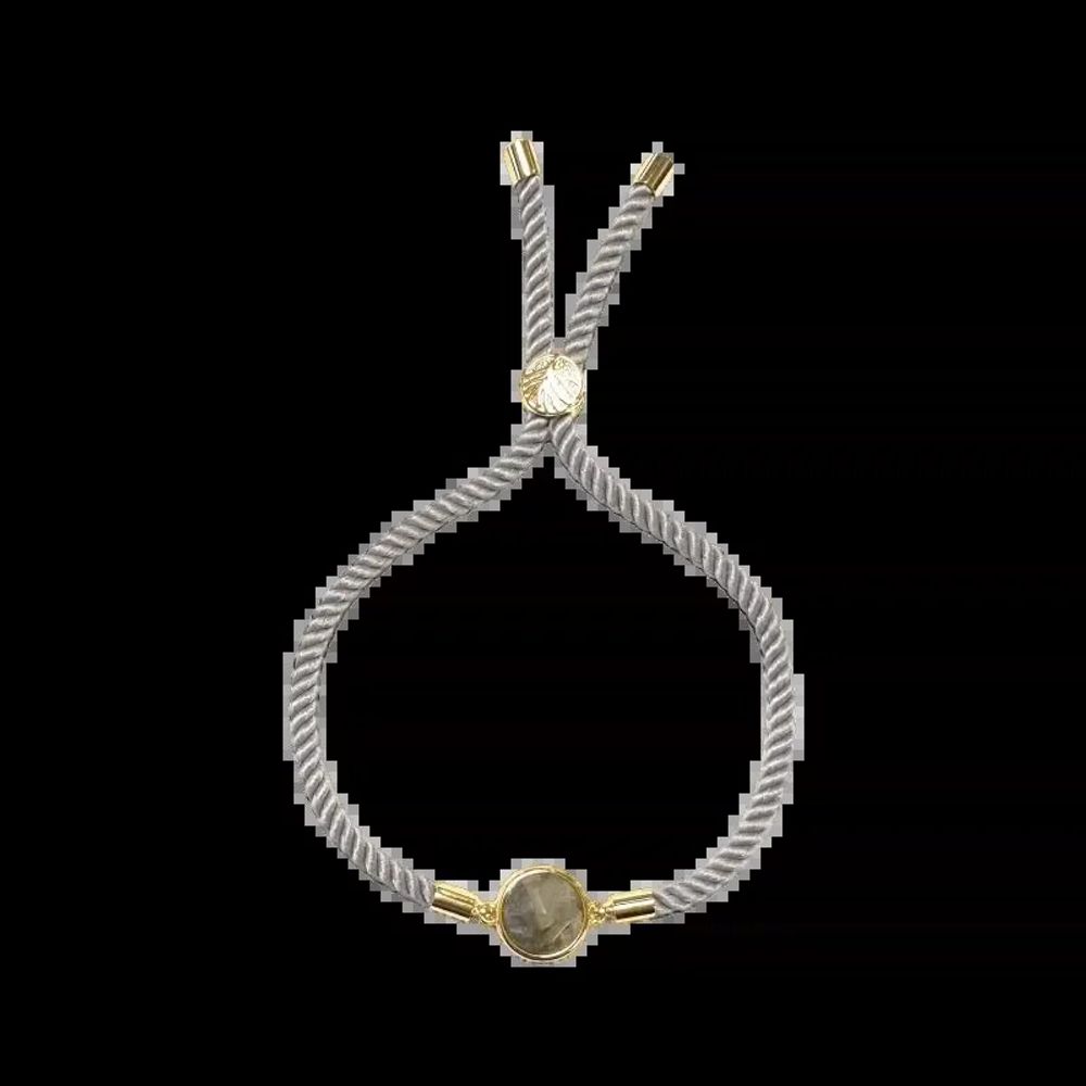 Bracelets - Round Faceted Labradorite Brass Rope Bracelet 12mm - ARABESK